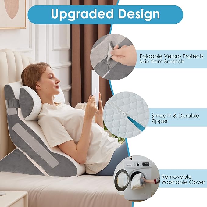 4PCS Bed Wedge Pillow for Headboard, Adjustable Wedge Pillow for Sleep Apnea