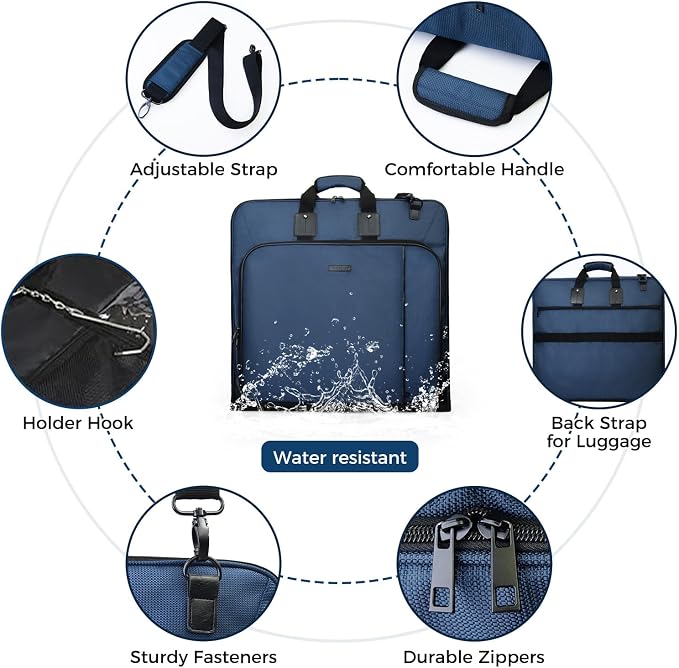 Noozion Garment Bag for Travel Large Carry On Suit Bag Hanging Travel Suit Bags