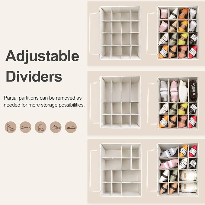 Shoe Organizer for Closet 2 Pack, Foldable Shoe Box