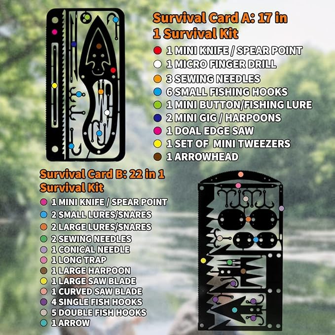 PSKOOK 12 Pcs Survival Multitool Card Emergency Camping Tool EDC Kit in Your