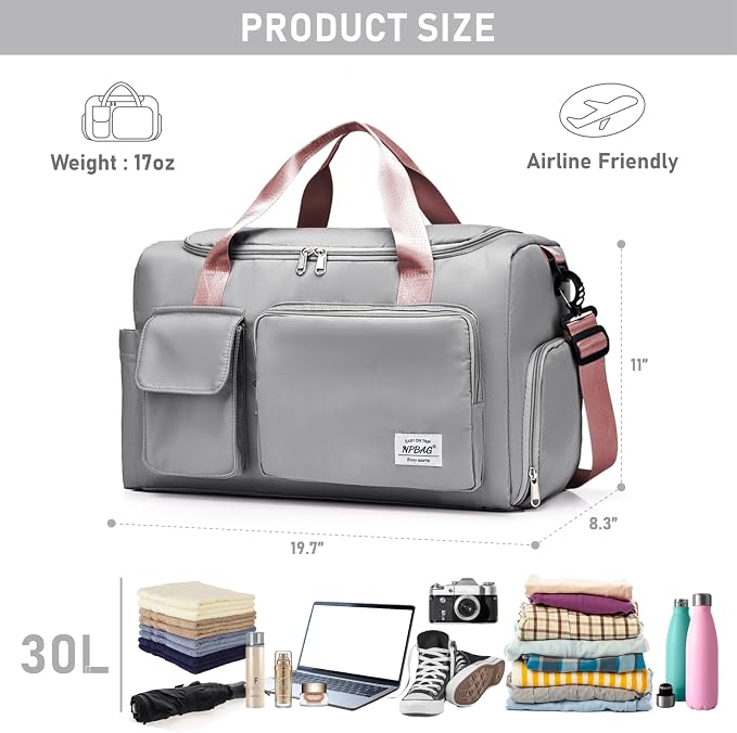 NPBAG Women Travel Duffel, Gym Workout Overnight Bag, Mommy Hospital Bag