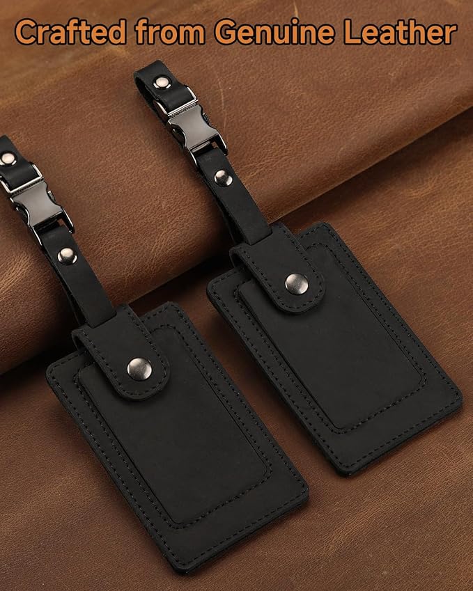 Premium Genuine Leather Luggage Tags