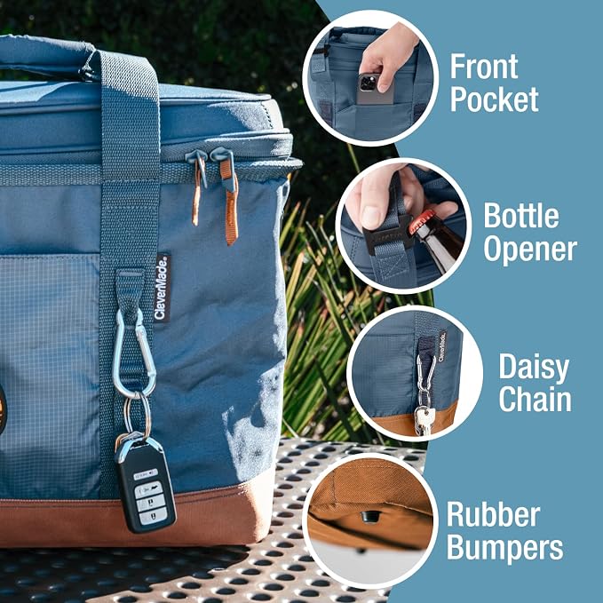 CleverMade Collapsible Insulated Cooler Bag – Leakproof Soft Folding Cooler