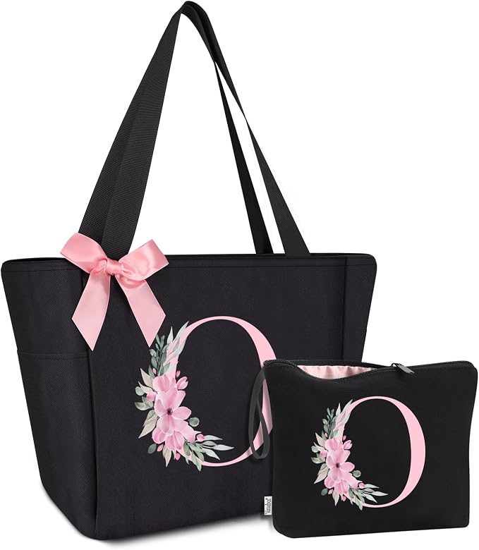 Vavabox Tote Bag, A-Z Initial Monogrammed Waterproof Tote Bag, Bridesmaid Gifts