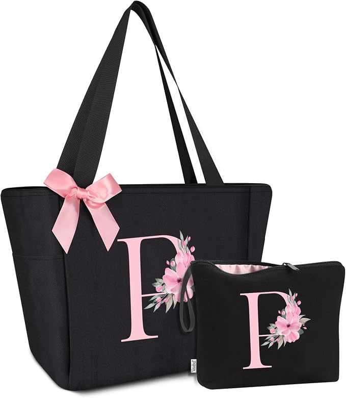 Vavabox Tote Bag, A-Z Initial Monogrammed Waterproof Tote Bag, Bridesmaid Gifts