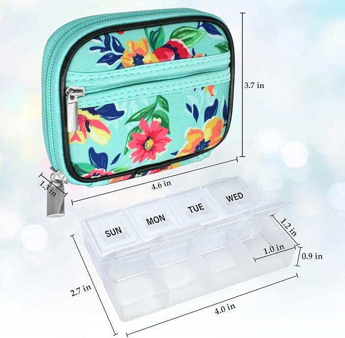 Serfeymi Weekly Travel Pill Organizer Pill Case