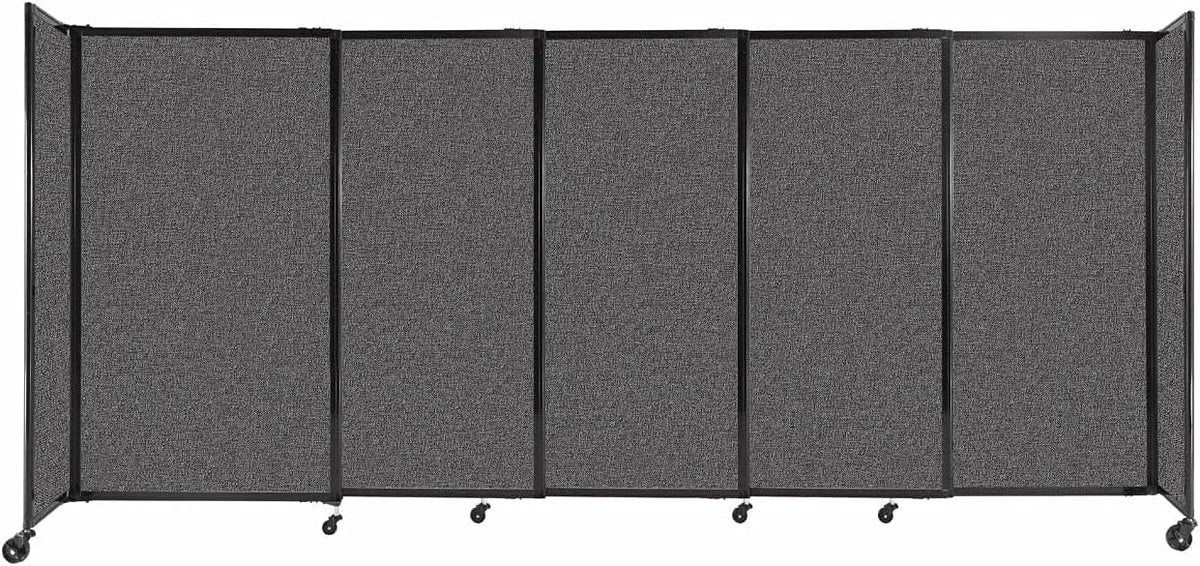 Versare Straightwall Sliding Portable Wall Partition | Freestanding Office Dividers | Locking Wheels | Temporary Room Separator | 11'3'' Wide x 5' Tall Charcoal Gray Fabric Panels