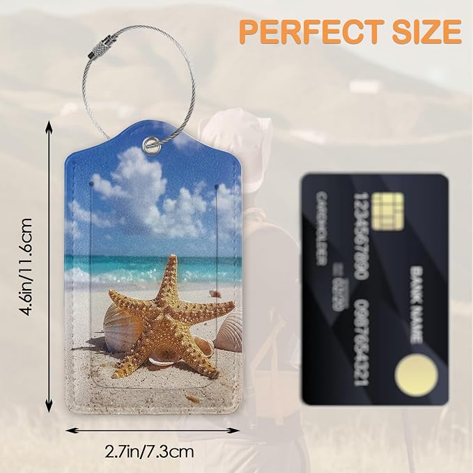 Starfish on Sunny Beach 3 PCS PU Leather Luggage Tags