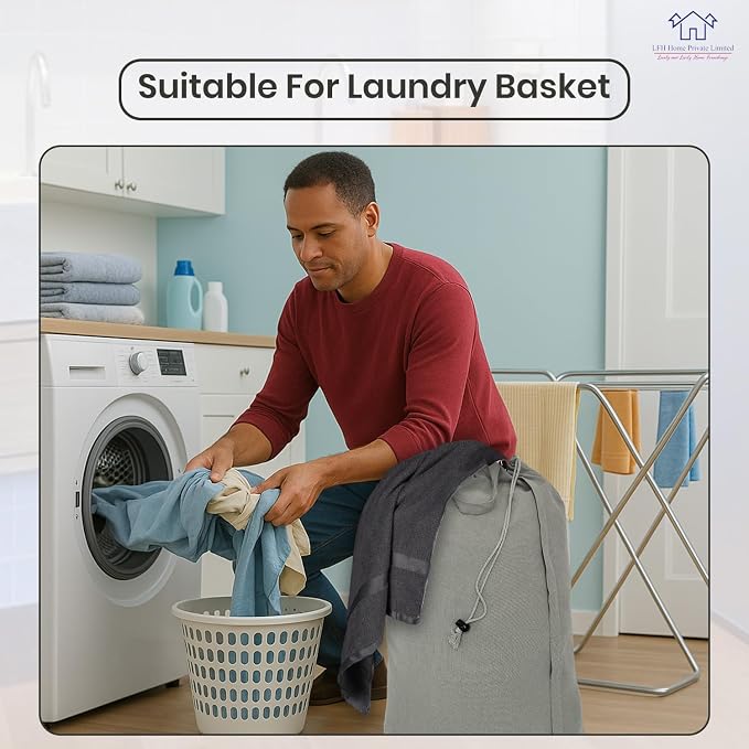 LFH Home Cotton Canvas Large Laundry Bag