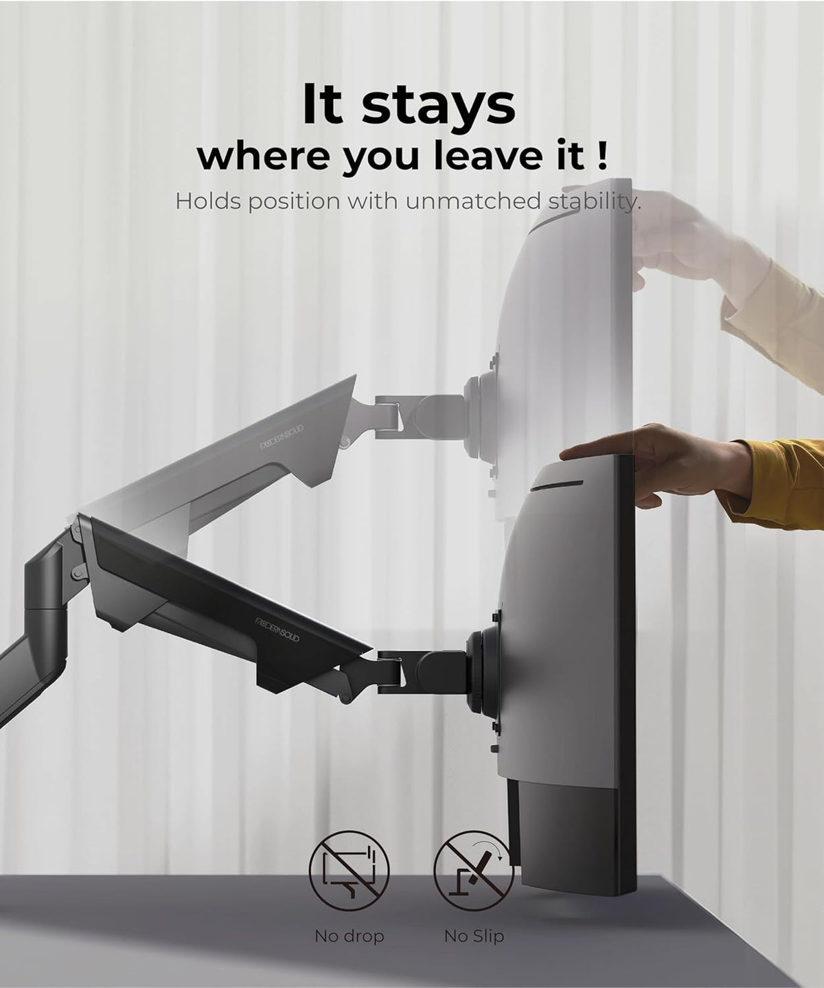 Heavy Duty Monitor Arm Desk Mount for 34 to 49 inch Ultrawide Curved Flat Monitors, Supports 14 to 38 lbs, Smooth Gas Spring Movement, VESA 75x75/100x100, Black, Classic