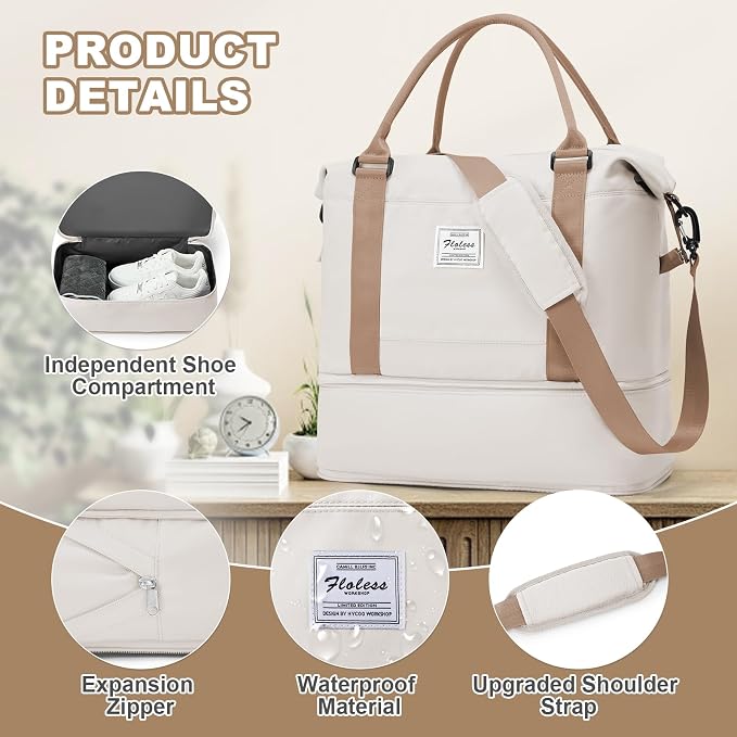 Travel Duffel Bag, Sports Tote Gym Bag, Shoulder Weekender Overnight Bag