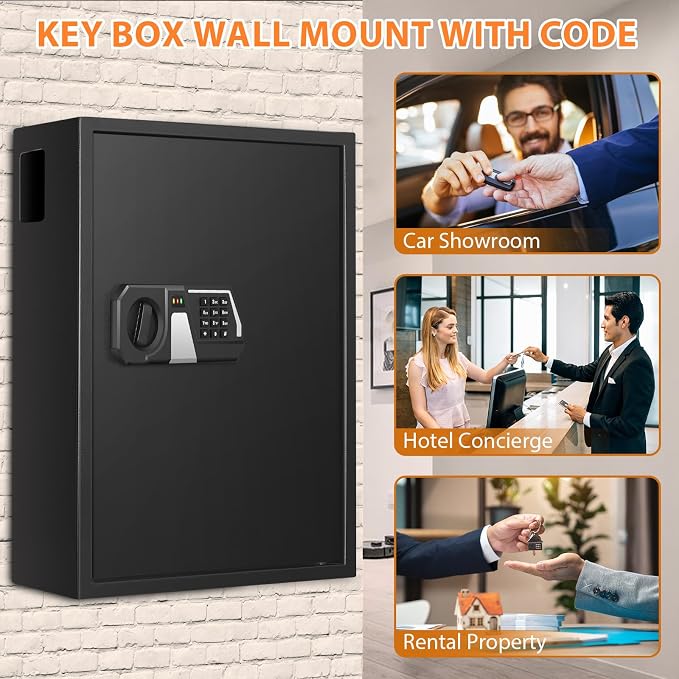 71 Keys Fireproof Key Lock Box, Anti-Theft Key Box Wall Mount