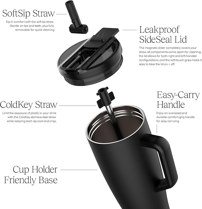 BrüMate Era Flip 40oz Tumbler with 100% Leakproof Covered Straw Lid | Hygienic Covered Straw | Insulated Stainless Steel Water Bottle with Handle | Cup Holder Friendly | BPA-Free (Onyx Leopard)