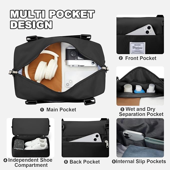 Travel Duffel Bag, Sports Tote Gym Bag, Shoulder Weekender Overnight Bag
