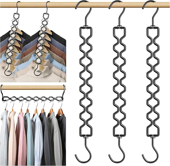 3 Pack Space Saving Hangers for Clothes, Heavy Duty 30Lbs Capacity Magic
