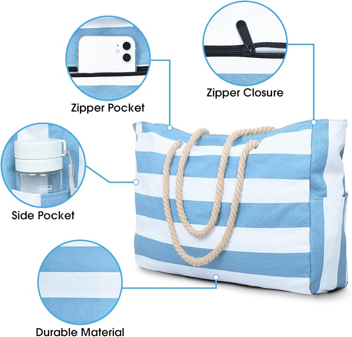 Becokan Beach Bag Large Beach Tote Bag