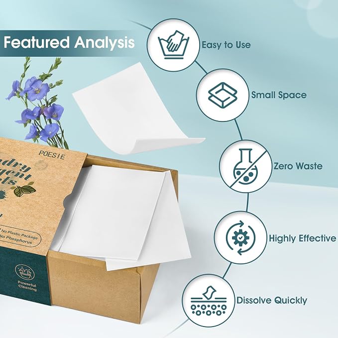 Poesie Laundry Detergent Sheet Fresh Linen Scent 320 Sheets Travel Laundry Kit