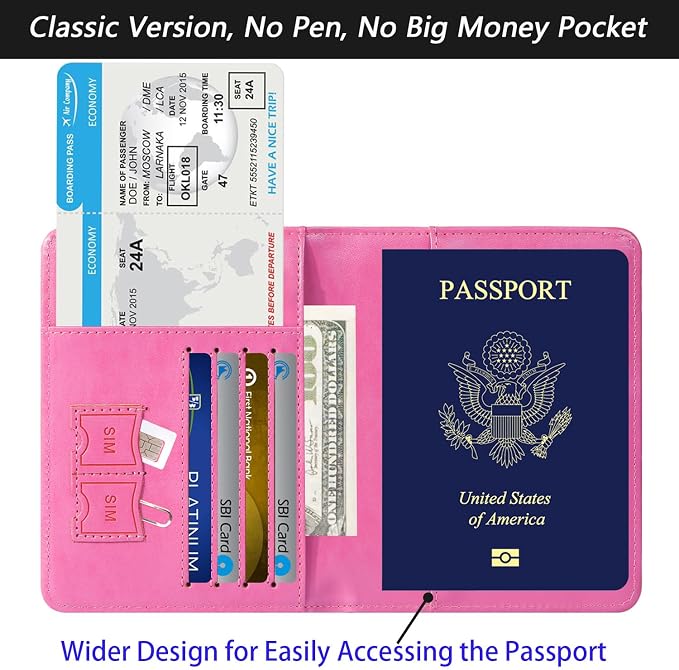 Passport Holder Cover Wallet Travel Essentials RFID Blocking Leather Card Case