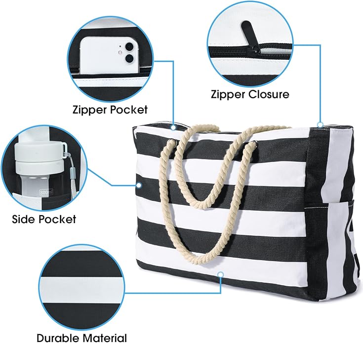 Becokan Beach Bag Large Beach Tote Bag
