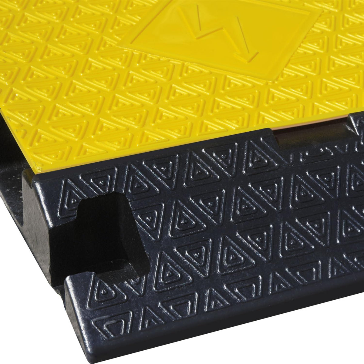 Rubber Cable Protector Ramp, Heavy Floor Cable Wire Cord Cover Speed Bumps 22000Lbs Load Capacity, Driveway Hose Cable Ramp Protective Cover for Indoor and Outdoor (3-Channel x 2Pcs)