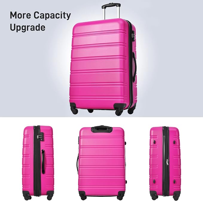 Merax Luggage sets of 3 Piece 20 28 IN Carry on Luggage Hard Case Pink Luggage