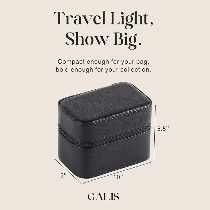 Galis Luxury Watch Case for Men High End Portable 2-Slot Watch Holder and Watch