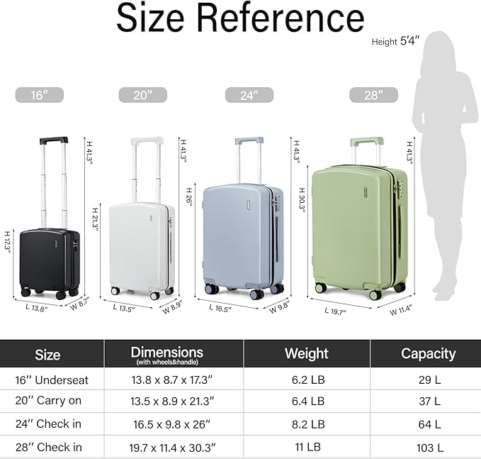 Hanke Hard Shell Luggage Sets 2 Pieces, Carry On and Checked Luggage Sets