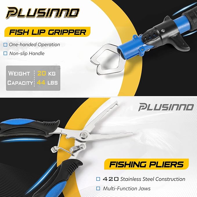 PLUSINNO Fishing Rod and Reel Combos Carbon Fiber Telescopic Fishing Pole