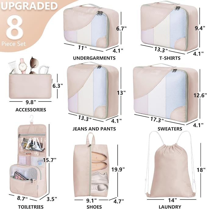 10 Set/8 Set Packing Cubes for Travel, Gifts for Women Mom, Anti-Tearing