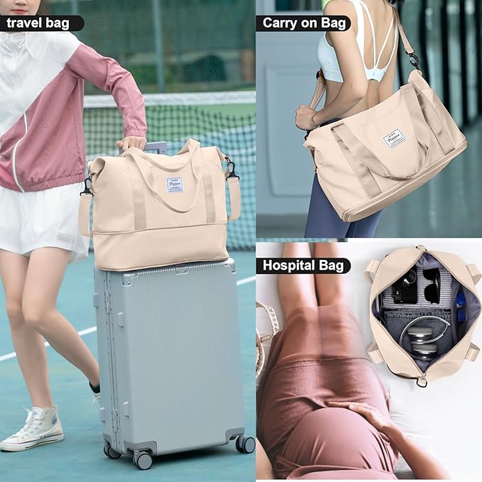 Travel Duffel Bag, Sports Tote Gym Bag, Shoulder Weekender Overnight Bag