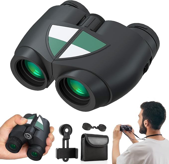 15x32 Compact Binoculars for Adults and Kids, High Power Lightweight Small