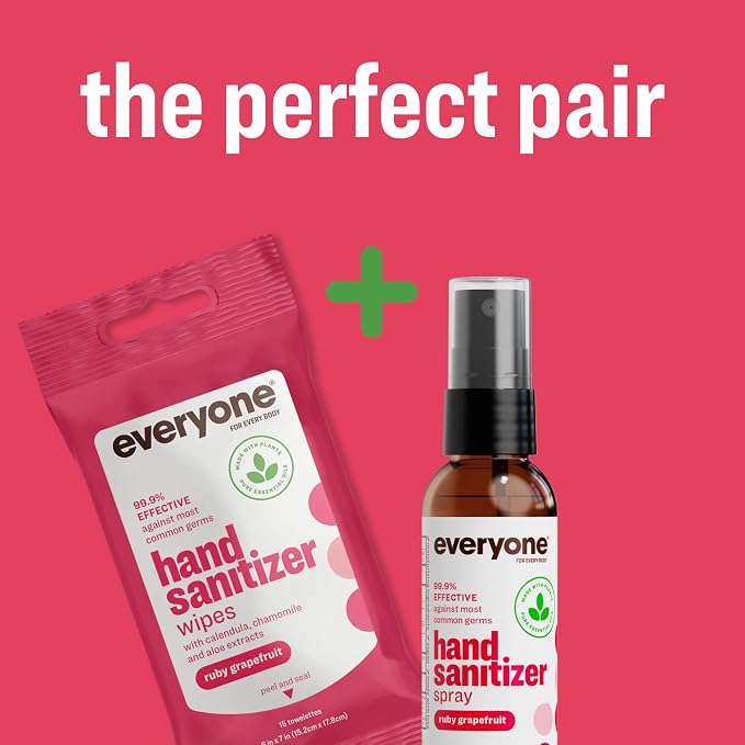 Everyone Hand Sanitizer Spray, 2 Fl Oz, Ruby Grapefruit, Sugar Cane Alcohol
