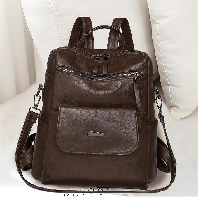 PU Leather Backpack Purse for Women Fashion Multipurpose Design Handbag Ladies