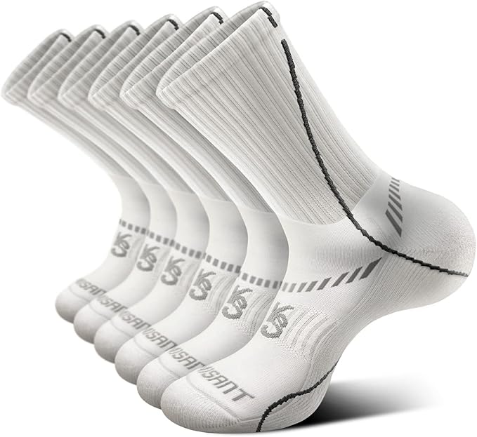 BULLIANT Compression Socks for Men 6Pairs, Athletic Crew Socks Cushioned For