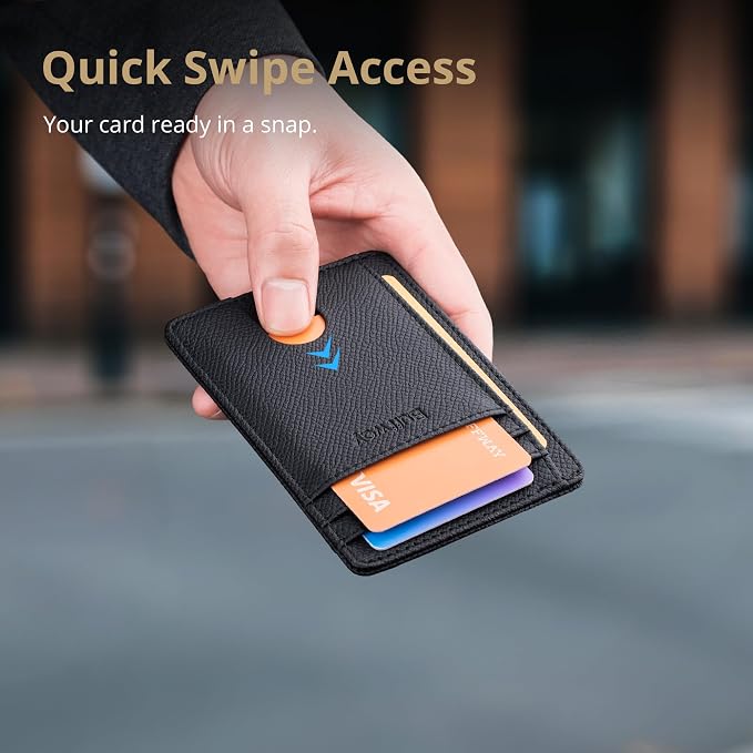Buffway Slim Minimalist Front Pocket RFID Blocking Leather Wallets