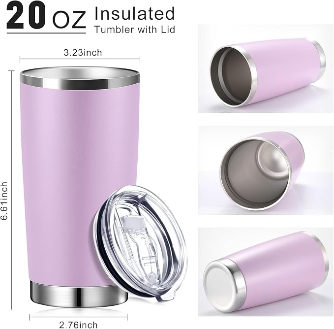 Sieral 36 Pack Stainless Steel Tumblers Bulk with Lids Double Wall Vacuum Insulated Coffee Cups Blank leakproof Powder Coated Tumblers for Engraving Wedding Graduation Party Favors(20 oz,Matte Color)