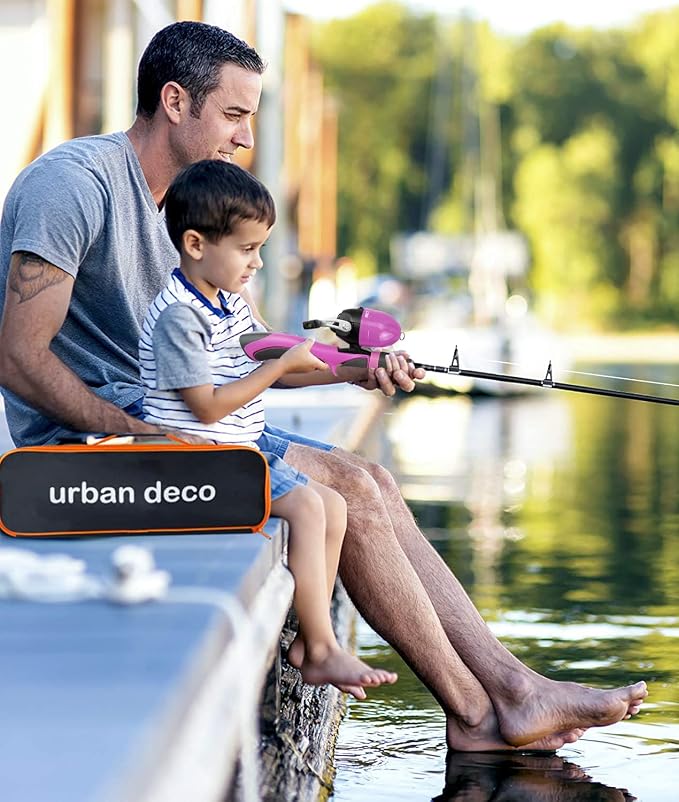 Urban Deco Kids Fishing Pole Set Portable Telescopic Kids Fishing Rod and Reel