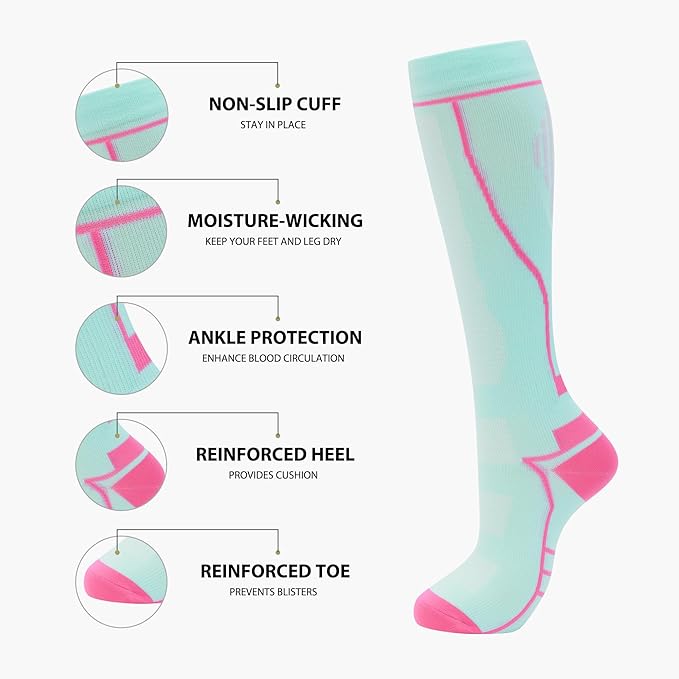Compression Socks for Women Men Circulation Knee High 8 Pairs for Nurses