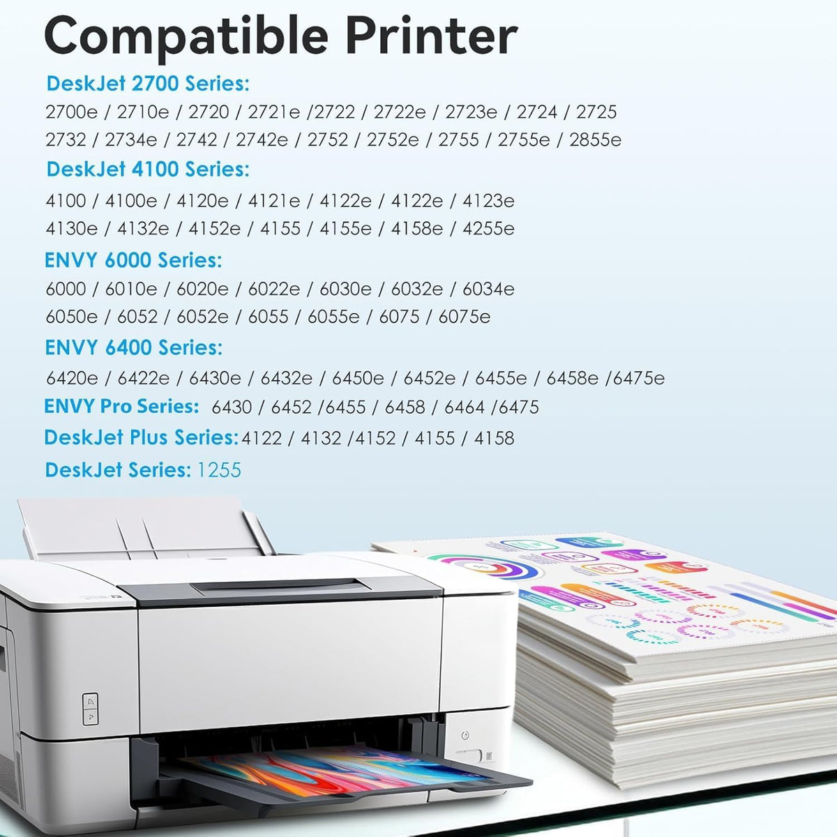 67XL Printer Ink Compatible for HP Ink 67 Replacement for HP67 67XL Ink Cartridges Black/Color Combo Pack Fit for DeskJet 2855e 2827e 4255e 2800e 2700e 2755e 4155e Envy 6000 6055e 6400 6455e Printer