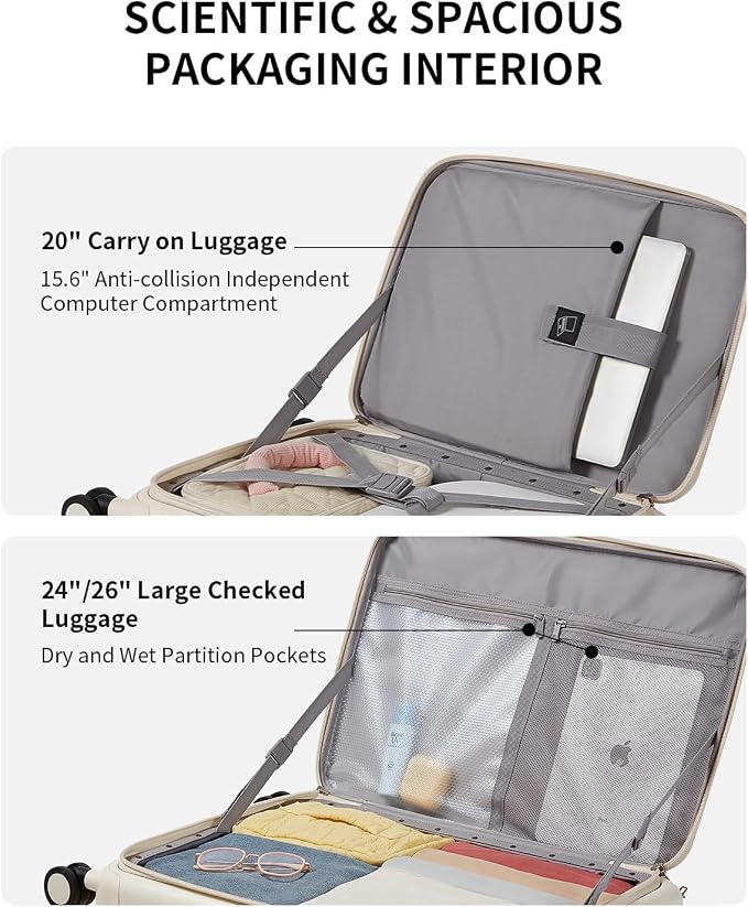 aji Expandable Top Open 24 Inch Checked Luggage