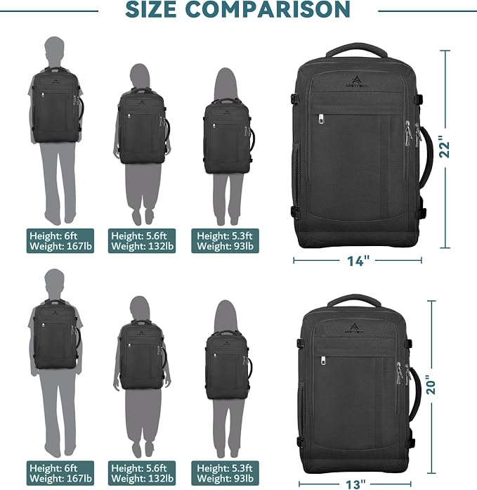 Travel Backpack, 50L Expandable Extra Large Laptop Backpack, Carry On Backpack