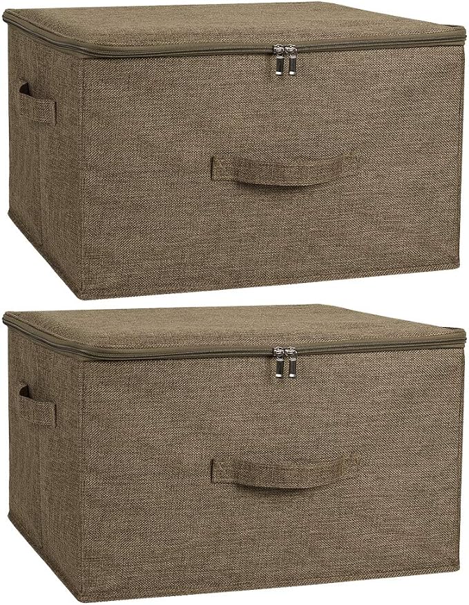 ANMINY 2PCS Storage Bins with Zipper Lids 36 Qt Lidded Fabric Storage Boxes
