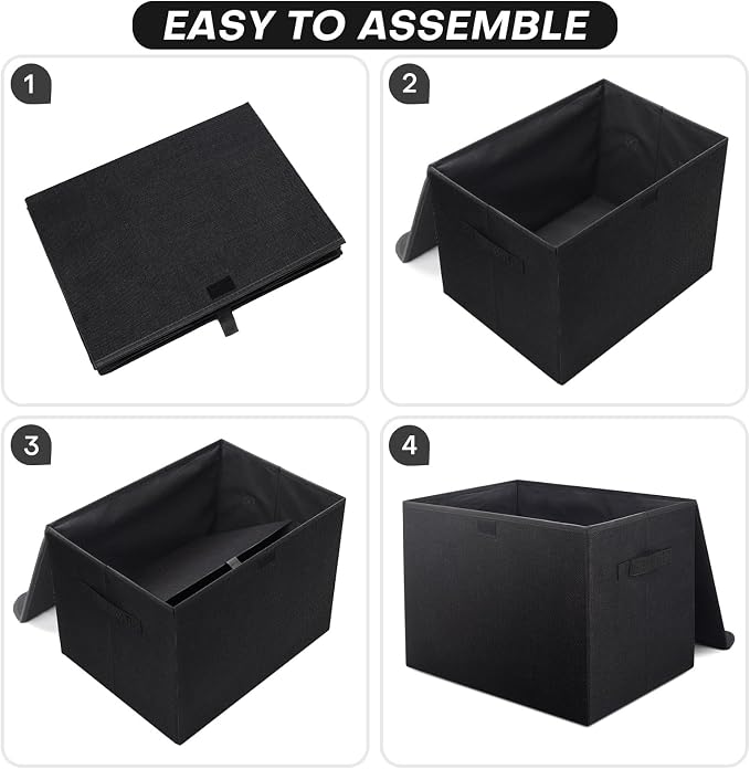 Large 22 Quart Linen Fabric Foldable Storage Bin Cube Organizer Basket