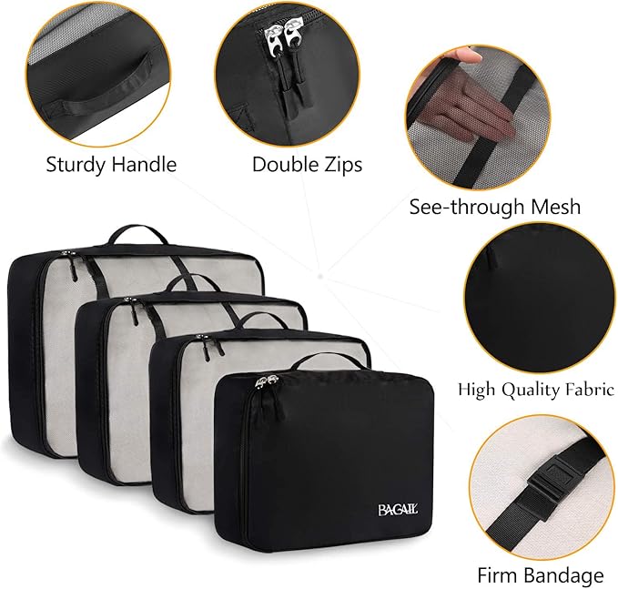 BAGAIL 8 Set Packing Cubes Luggage Packing Organizers