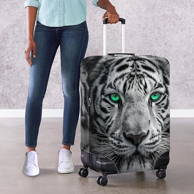 Tiger Animal 3D Printed Travel Luggage Suitcase Cover 30-32 Inch Cover Spandex