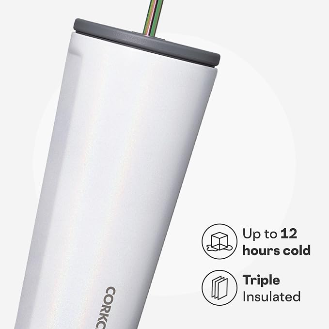 Corkcicle Cold Cup Insulated Tumbler with Straw - Keeps Drinks Cold for 12 Hours - Triple-Insulated Stainless Steel - Leak-Resistant Lid - Summer Drinkware Gift - 24 oz - Unicorn Magic
