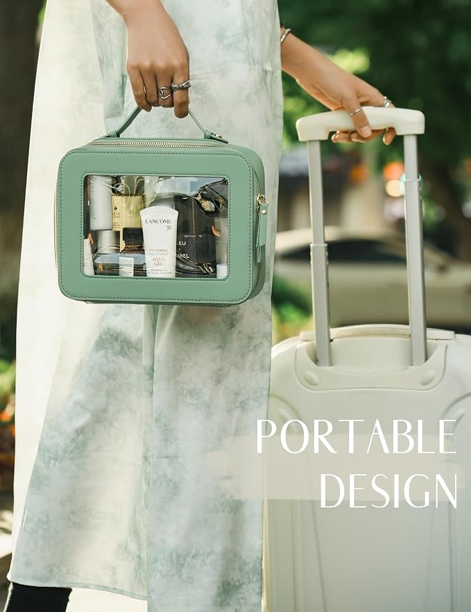 Popvibe Clear Makeup Bag Travel Cosmetic Case Transparent Toiletry Bag