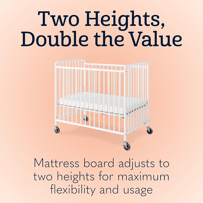 Foundations Chelsea Clearview Metal Compact Daycare Crib, Compact Mini Size