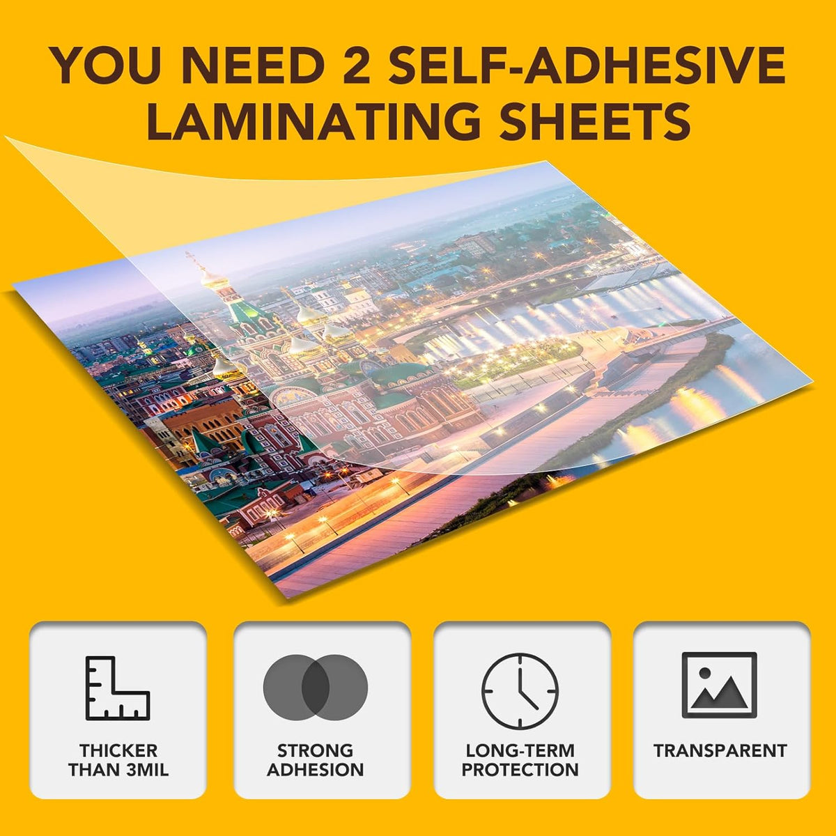 60 PCS Self-Adhesive Laminating Sheets, 9 x 12 Inches Self Adhesive Contact Paper, No Heat No Machine Needed Self Sealing Laminate Sheets