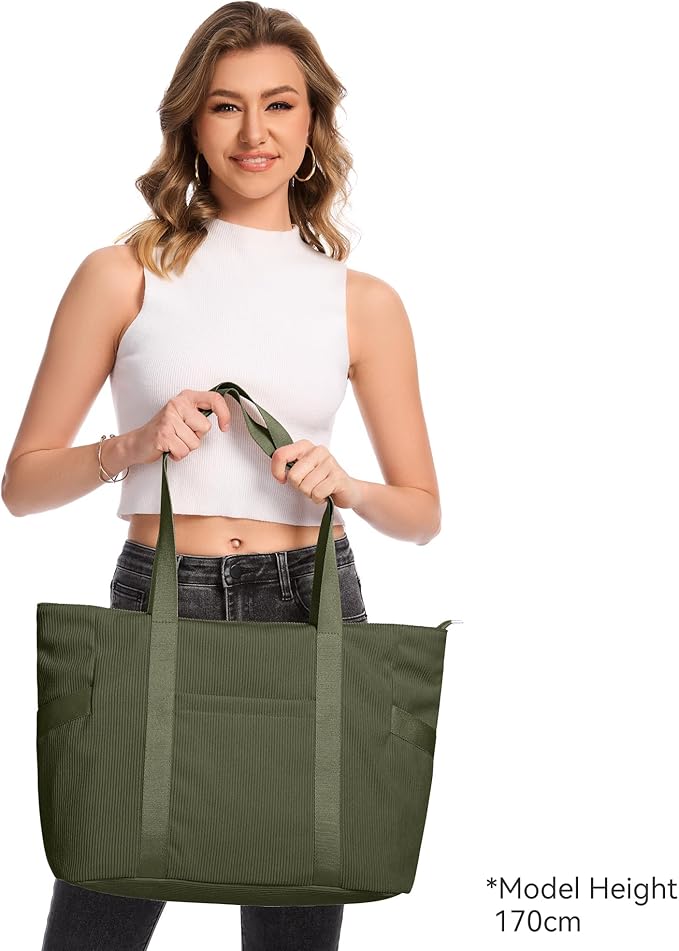 Tote Bag for Women with Zipper, Travel Tote Bags with Compartments Large